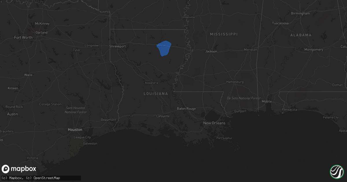 Hail map in Louisiana on June 8, 2021