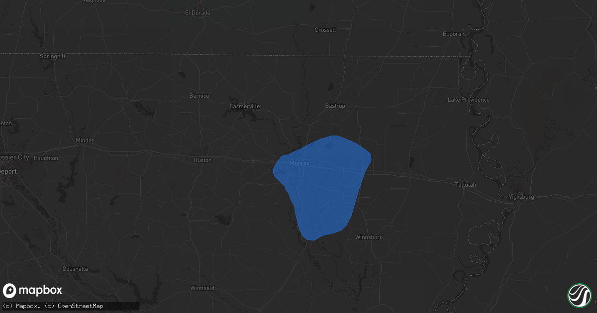 Hail map in Monroe, LA on June 8, 2021