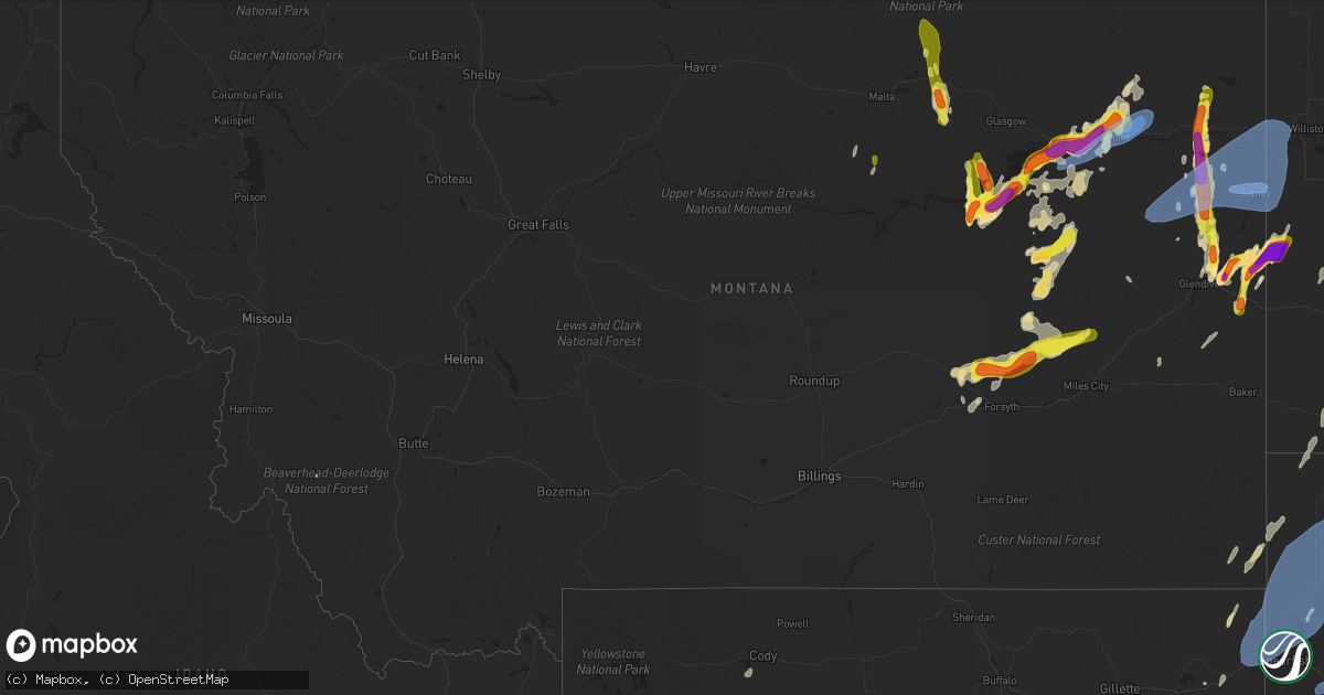 Hail map in Montana on June 8, 2021