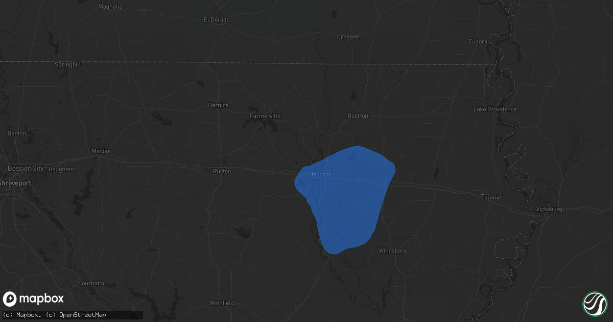 Hail map in West Monroe, LA on June 8, 2021