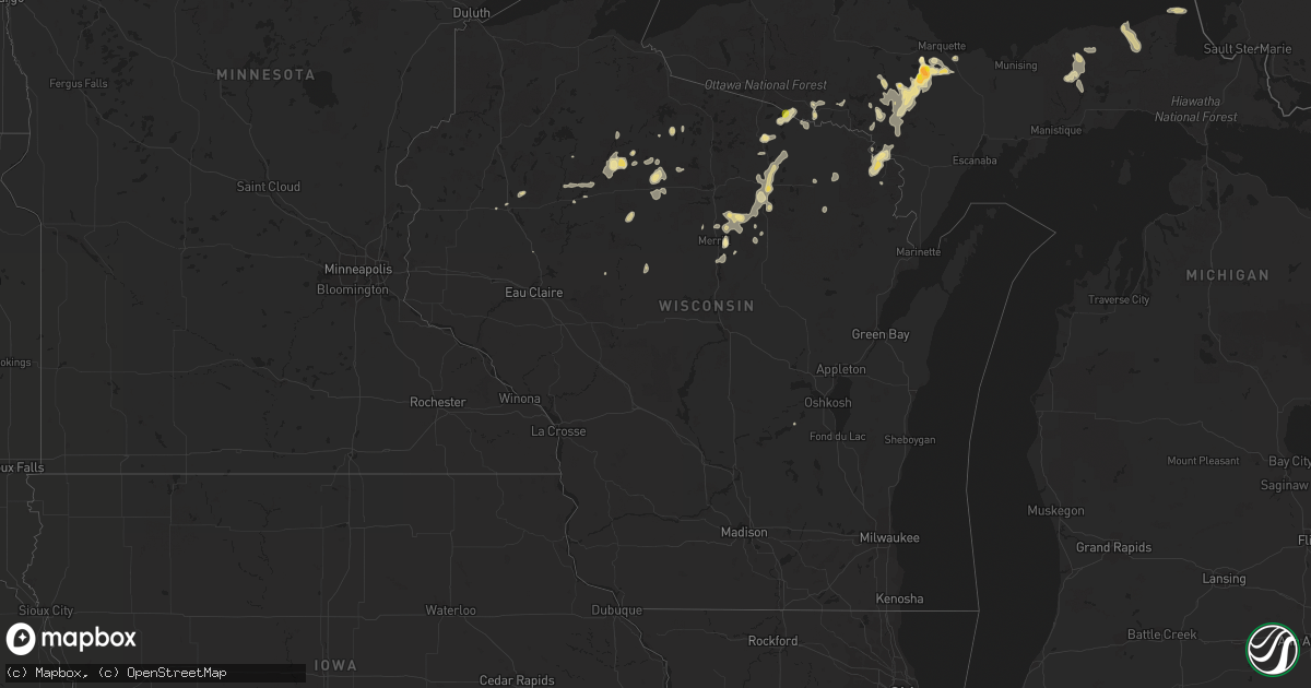 Hail map in Wisconsin on June 8, 2021