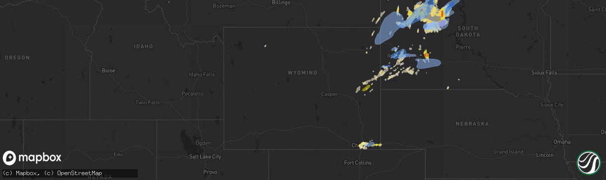 Hail map in Wyoming on June 8, 2021