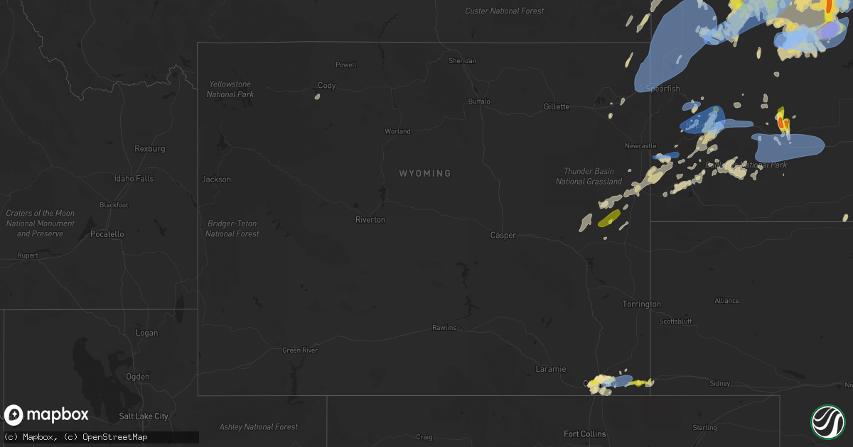 Hail map in Wyoming on June 8, 2021