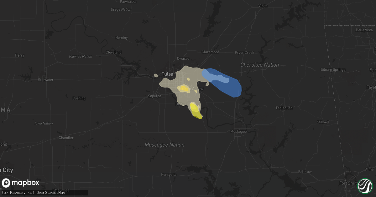 Hail map in Broken Arrow, OK on June 8, 2022