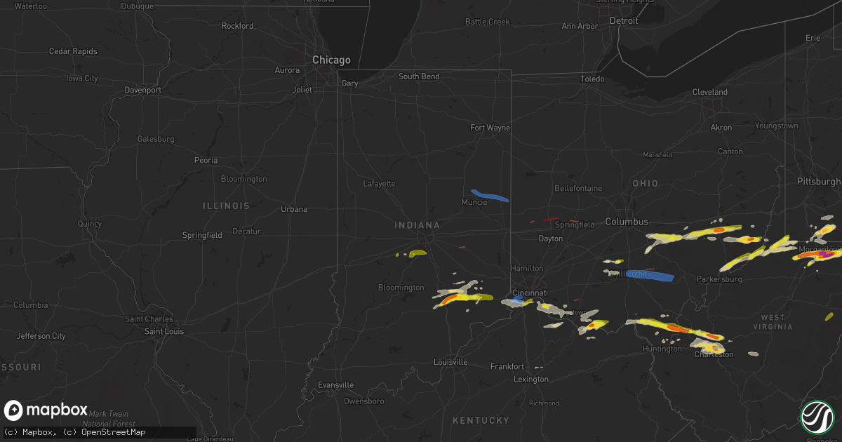 Hail map in Indiana on June 8, 2022