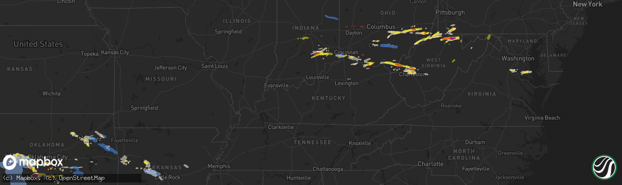 Hail map in Kentucky on June 8, 2022