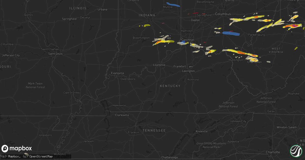 Hail map in Kentucky on June 8, 2022