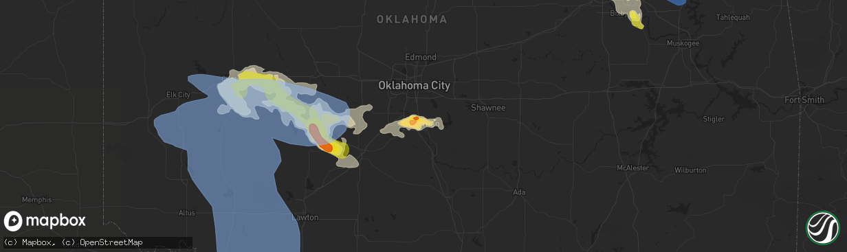 Hail map in Norman, OK on June 8, 2022