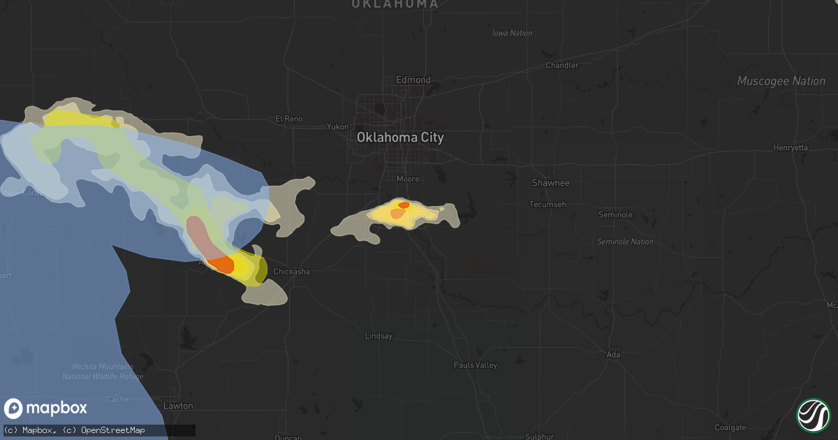 Hail map in Norman, OK on June 8, 2022