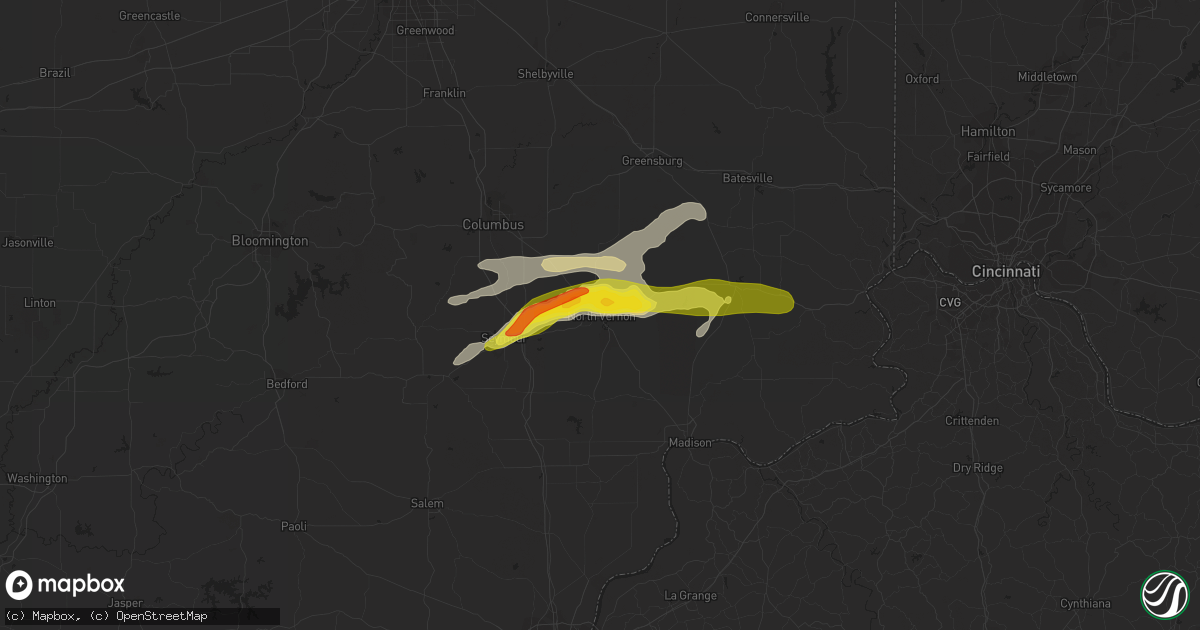 Hail map in North Vernon, IN on June 8, 2022