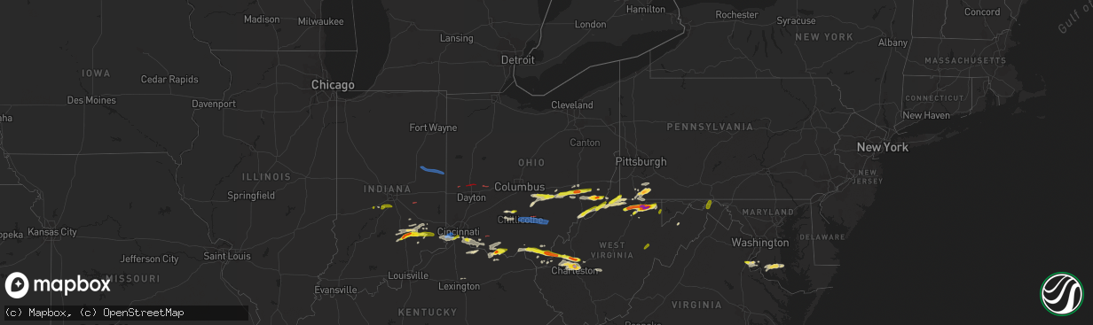 Hail map in Ohio on June 8, 2022