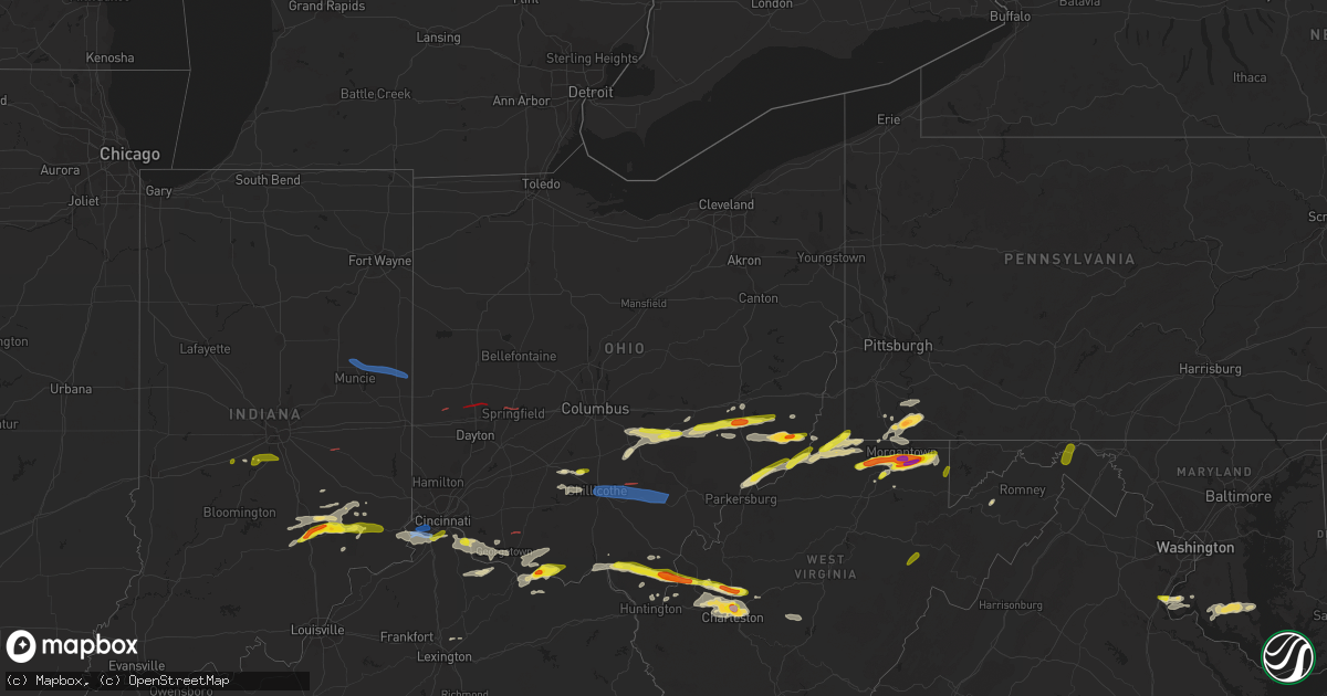 Hail map in Ohio on June 8, 2022