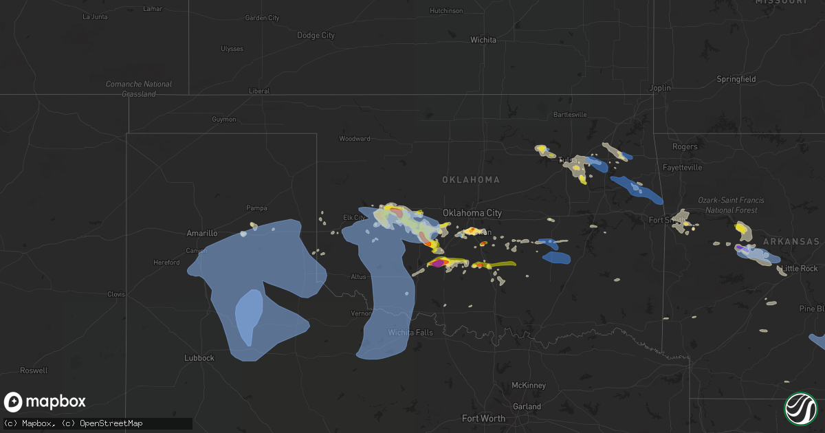 Hail map in Oklahoma on June 8, 2022