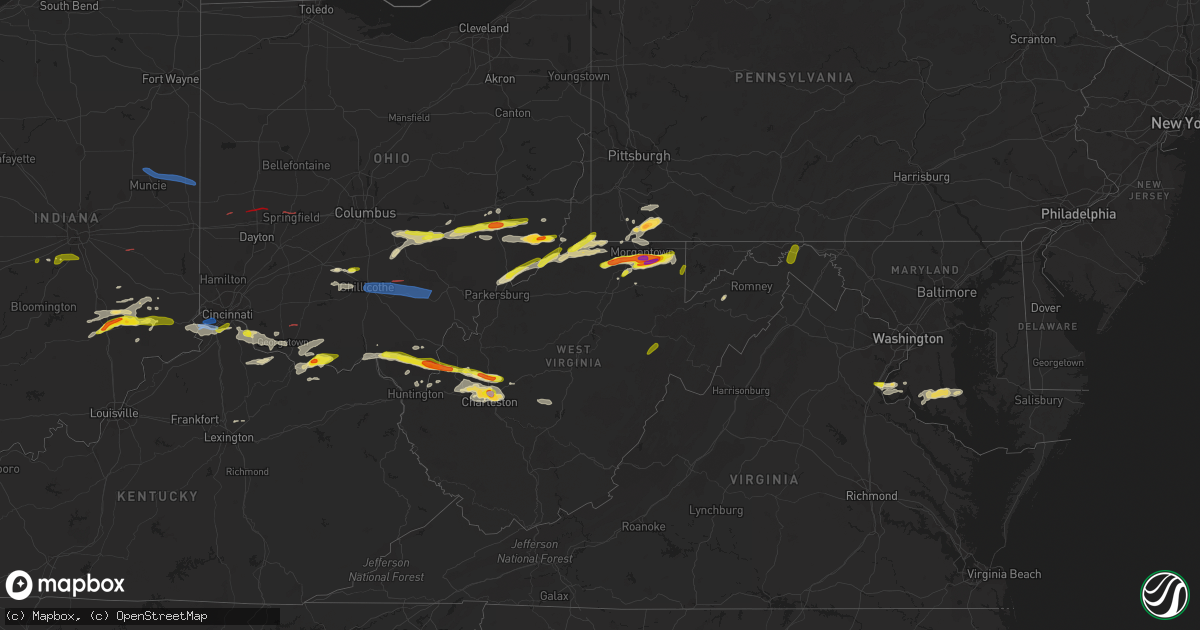 Hail map in West Virginia on June 8, 2022