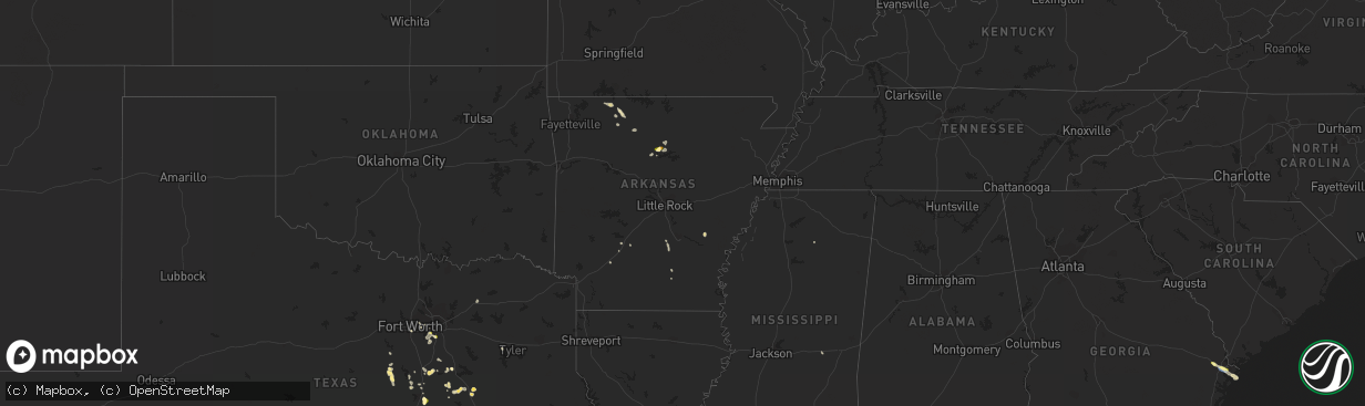 Hail map in Arkansas on June 8, 2023