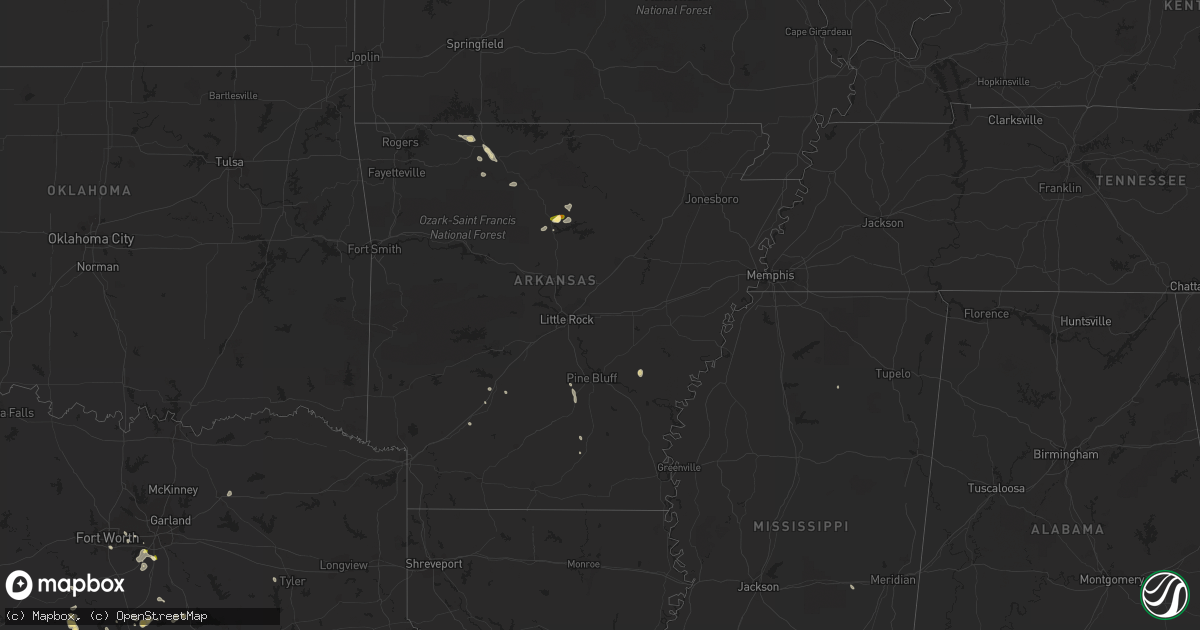 Hail map in Arkansas on June 8, 2023