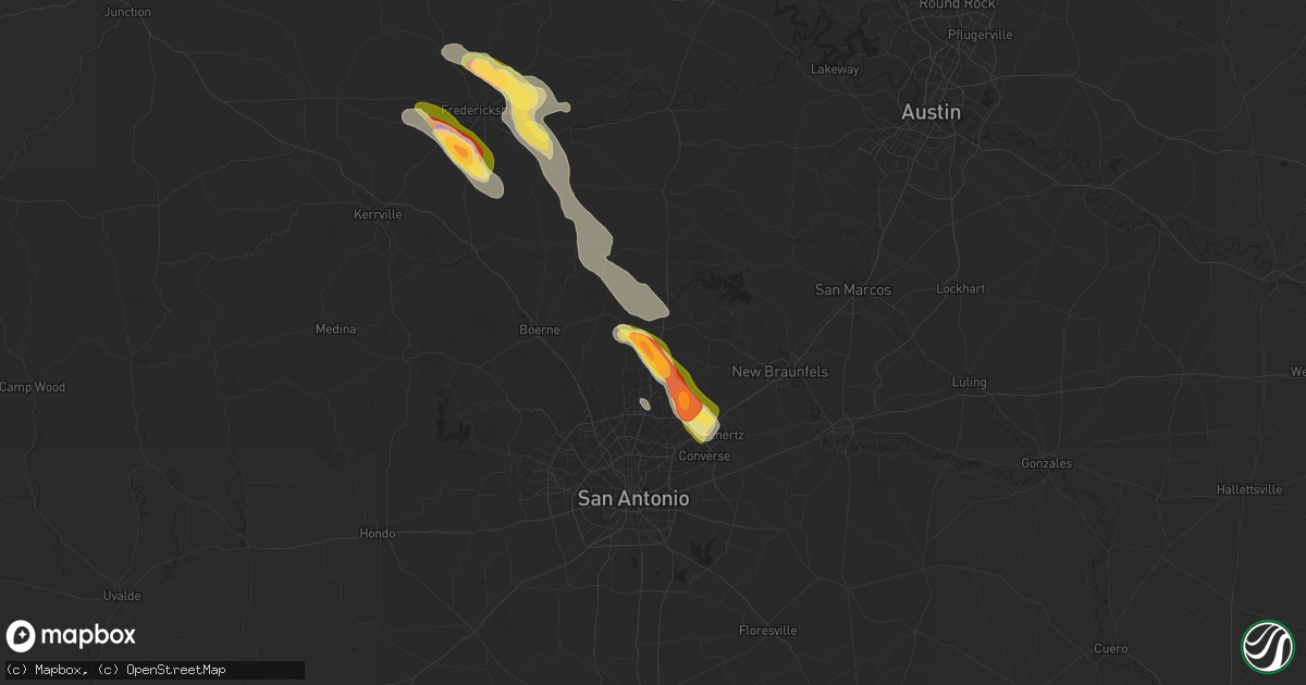 Hail map in Bulverde, TX on June 8, 2023