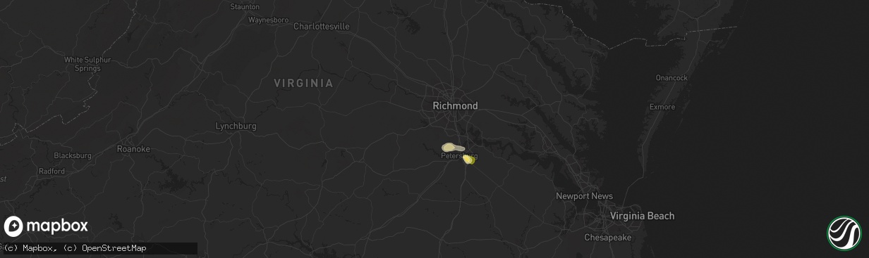 Hail map in Chesterfield, VA on June 8, 2023