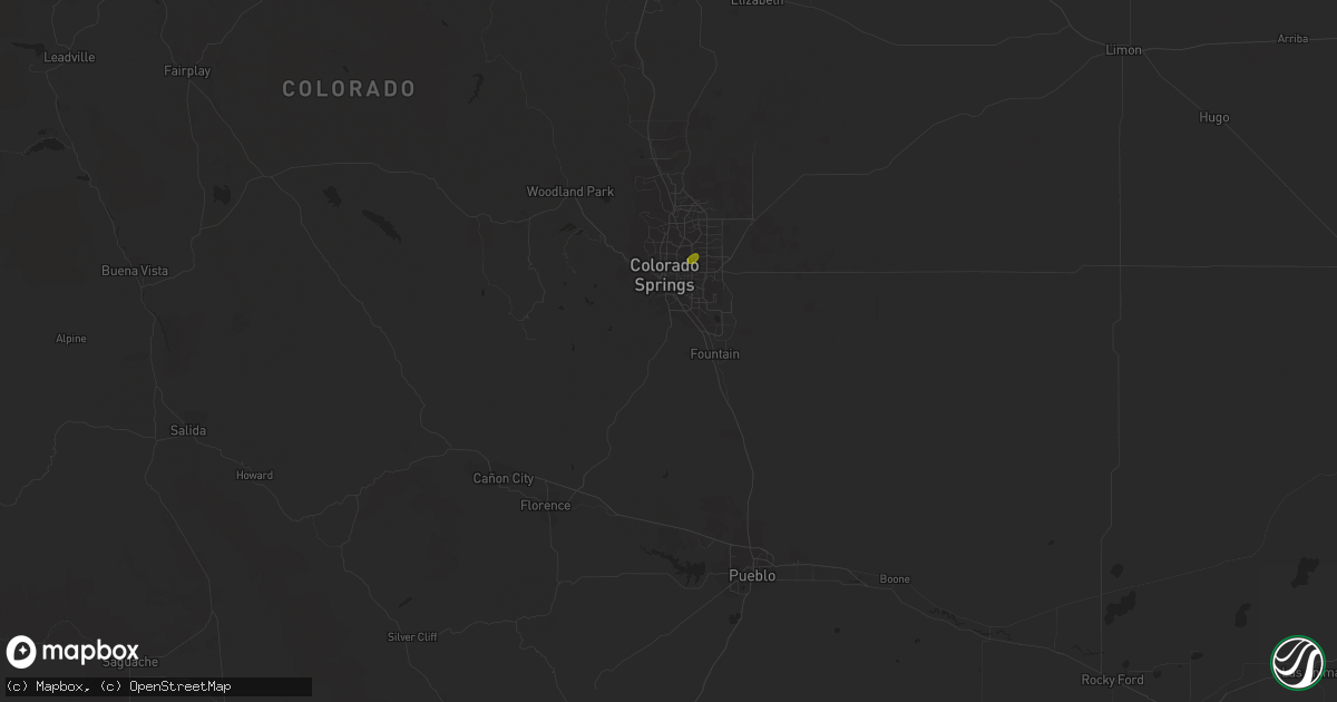 Hail map in Colorado Springs, CO on June 8, 2023