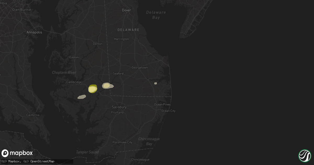 Hail map in Dagsboro, DE on June 8, 2023