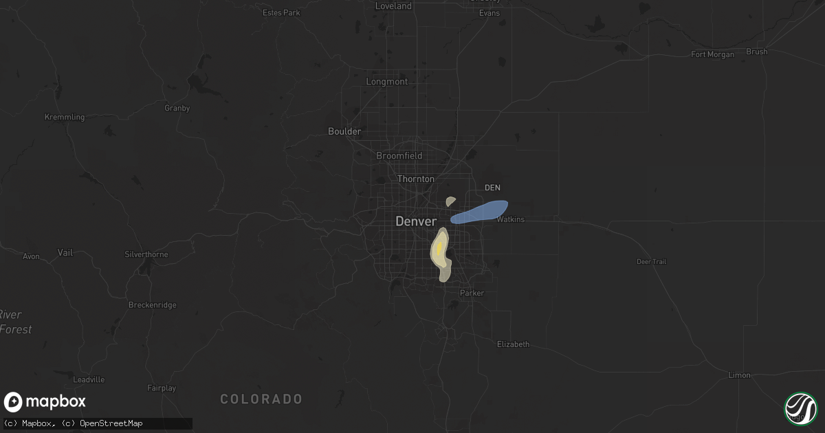 Hail map in Denver, CO on June 8, 2023