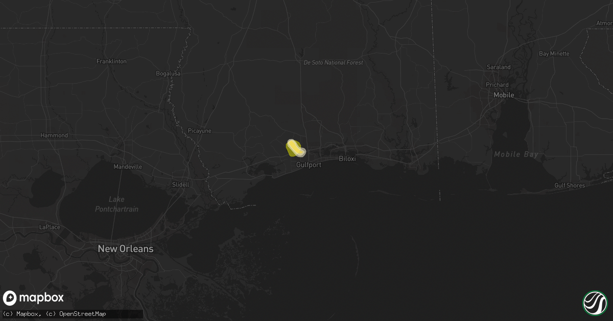Hail map in Gulfport, MS on June 8, 2023