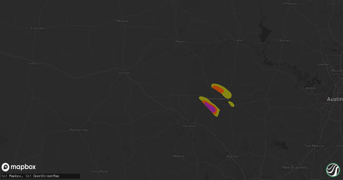 Hail map in Harper, TX on June 8, 2023