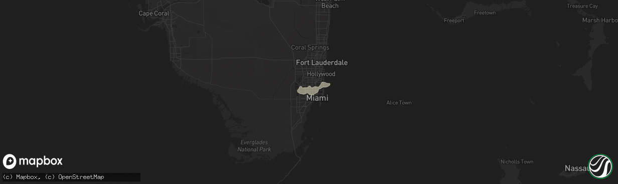 Hail map in Hialeah, FL on June 8, 2023