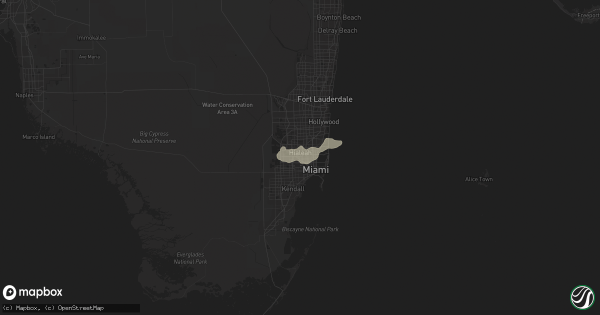 Hail map in Hialeah, FL on June 8, 2023