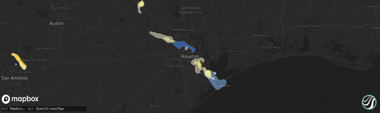 Hail map in Houston, TX on June 8, 2023