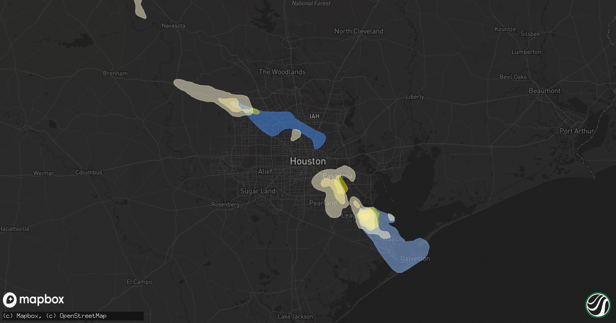 Hail map in Houston, TX on June 8, 2023