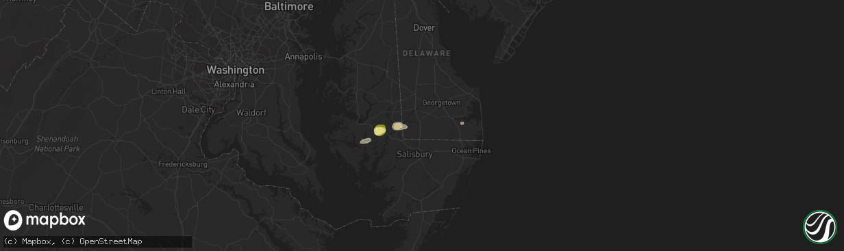 Hail map in Laurel, DE on June 8, 2023