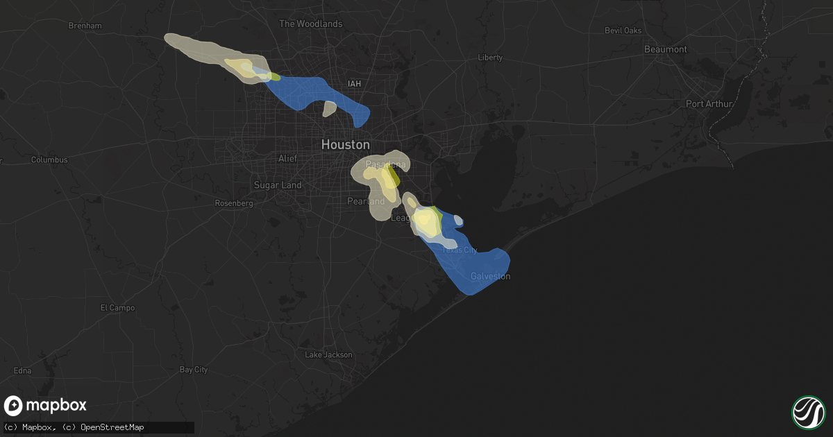Hail map in League City, TX on June 8, 2023
