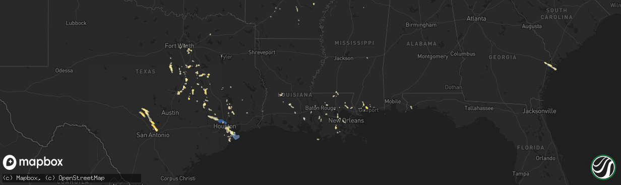 Hail map in Louisiana on June 8, 2023