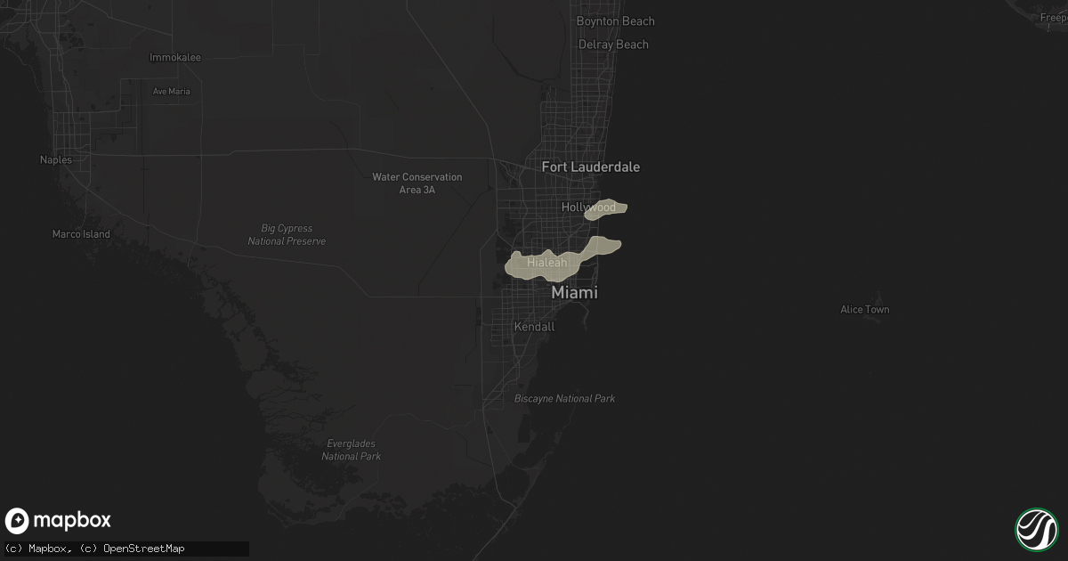 Hail map in Miami, FL on June 8, 2023