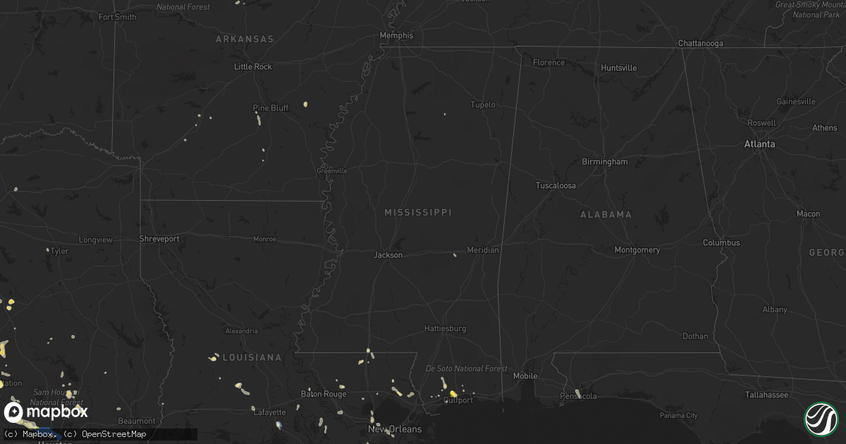 Hail map in Mississippi on June 8, 2023