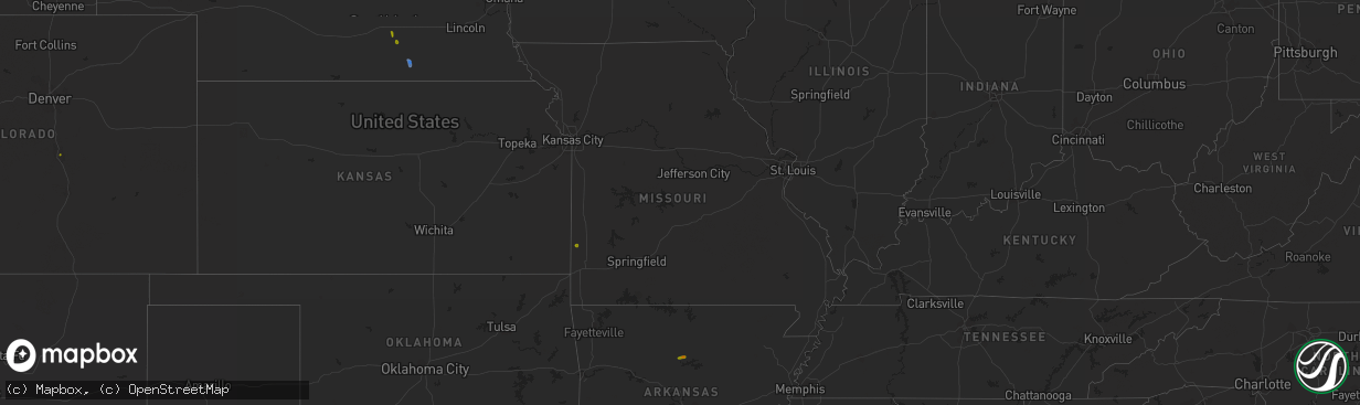 Hail map in Missouri on June 8, 2023