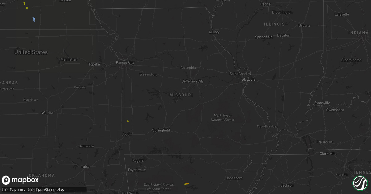 Hail map in Missouri on June 8, 2023