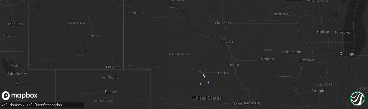 Hail map in Nebraska on June 8, 2023