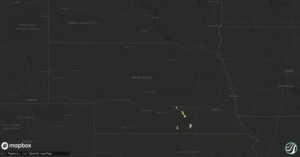 Hail map in Nebraska on June 8, 2023