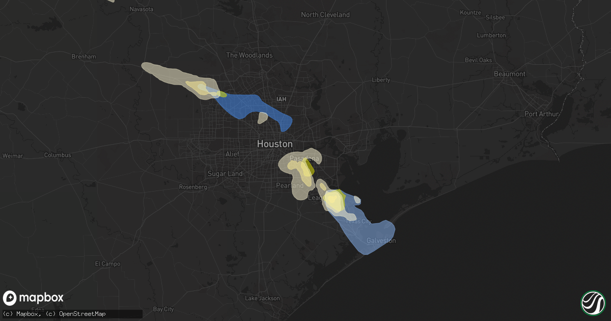Hail map in Pasadena, TX on June 8, 2023