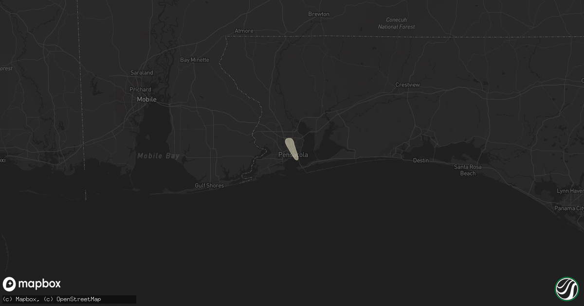 Hail map in Pensacola, FL on June 8, 2023