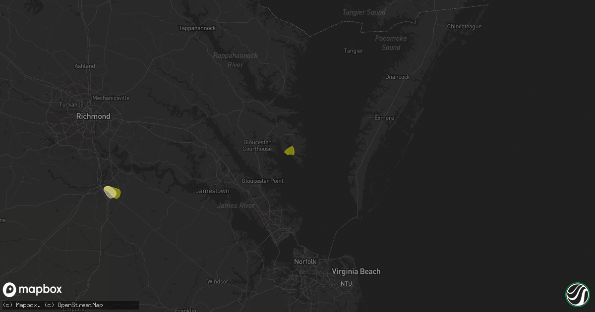 Hail map in Port Haywood, VA on June 8, 2023