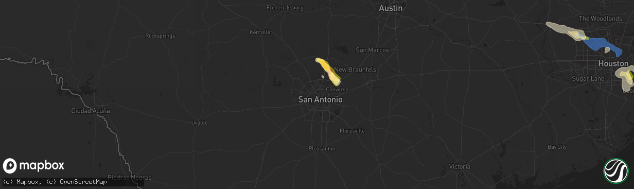 Hail map in San Antonio, TX on June 8, 2023