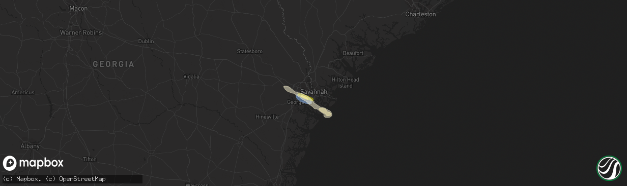 Hail map in Savannah, GA on June 8, 2023