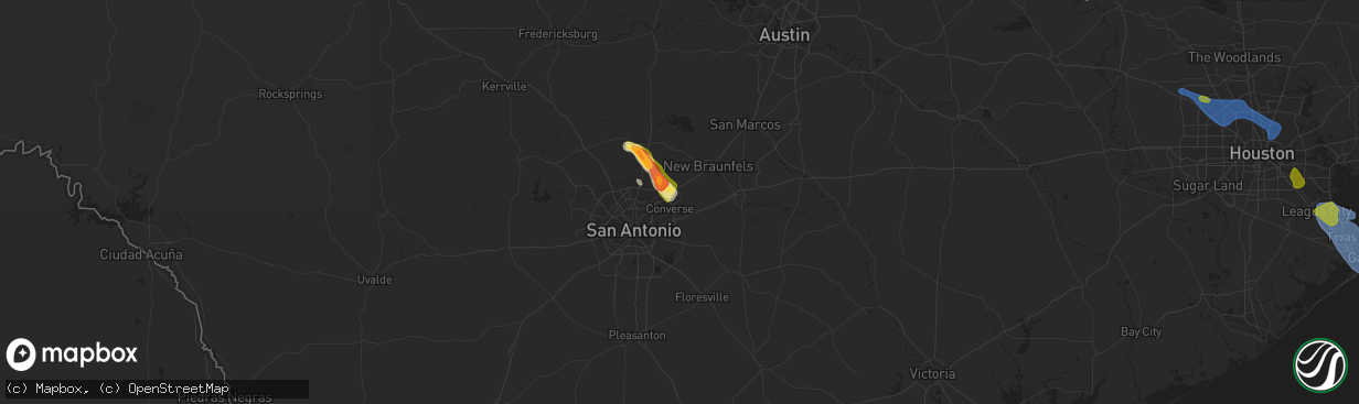 Hail map in Schertz, TX on June 8, 2023