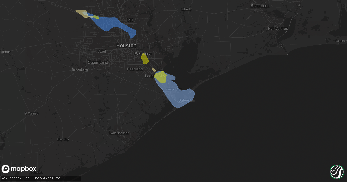 Hail map in Texas City, TX on June 8, 2023
