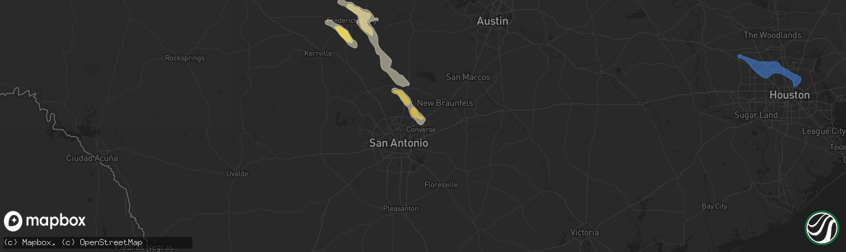 Hail map in Universal City, TX on June 8, 2023