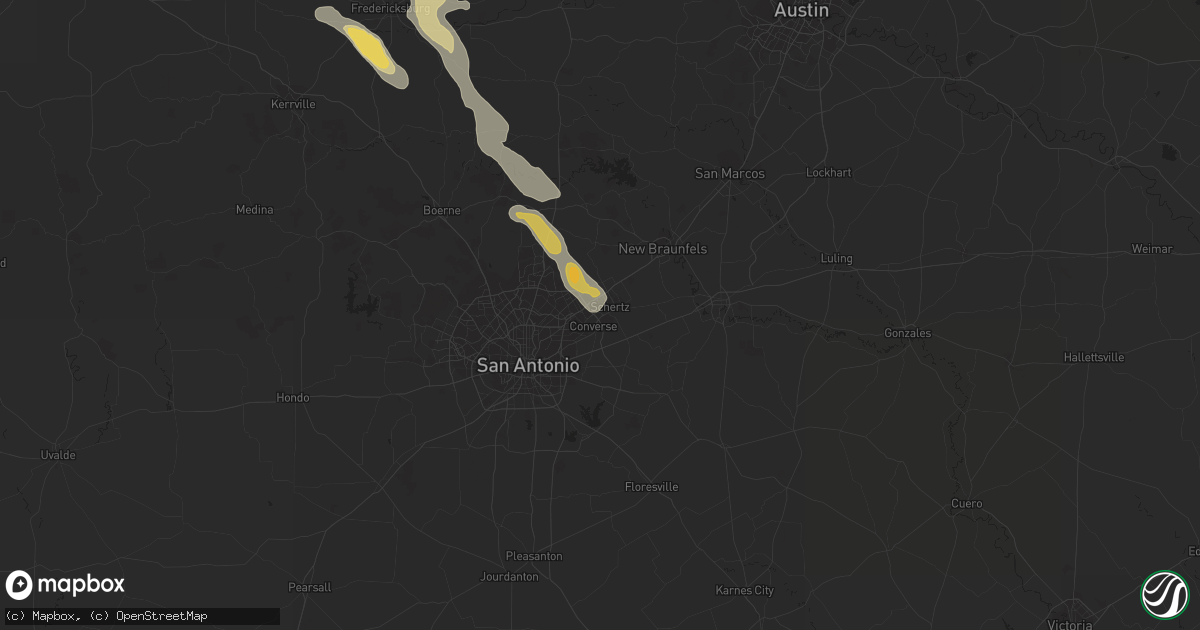 Hail map in Universal City, TX on June 8, 2023