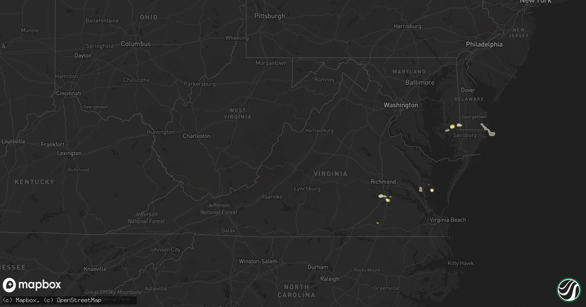 Hail map in Virginia on June 8, 2023